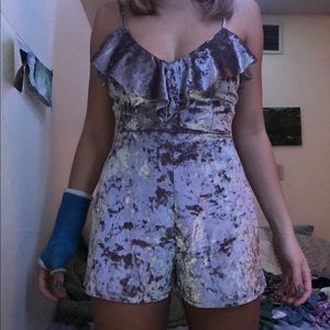 URBAN OUTFITTERS Lavender crushed velvet romper